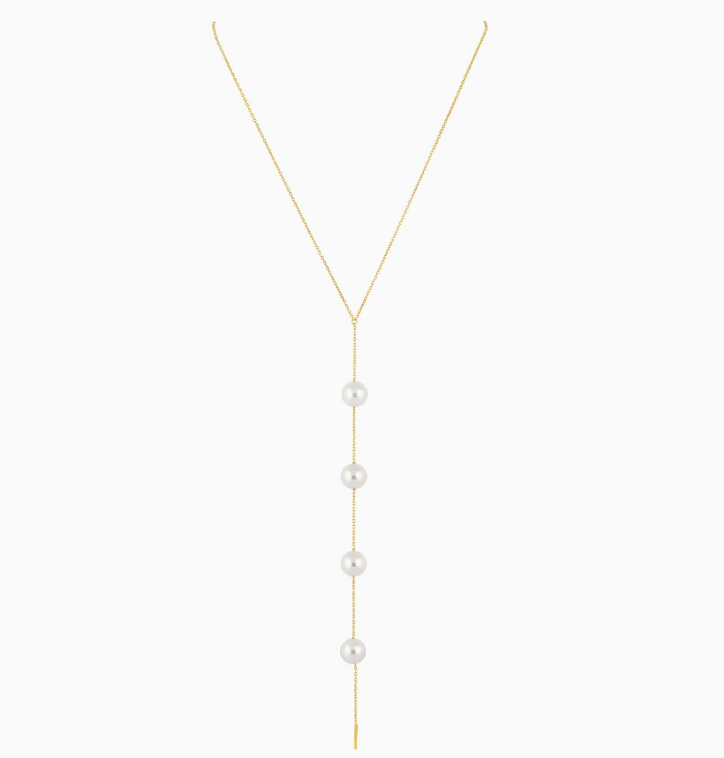 Amelia — Pearl Drop Lariat Necklace